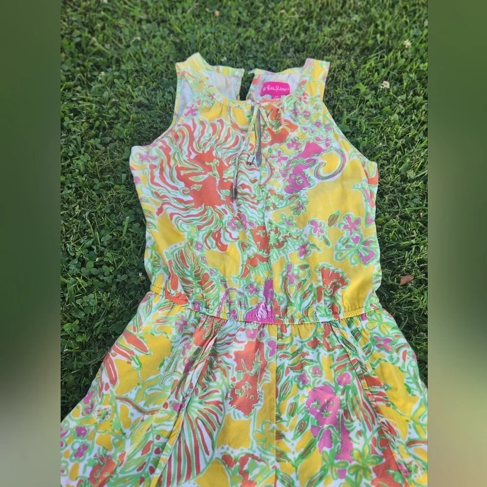 Lilly Pullitzer SUMMER ROMPER WITH POCKETS Size SMALL pink Orange White Green - Picture 10 of 11